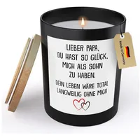 22Feels Duftkerze Deko Papa Geschenk v. Sohn Vater Vatertag Geburtstag Weihnachten Mann, MADE IN GERMANY, Europäisches Sojawachs, Handgegossen schwarz