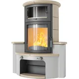 Kaminofen HARK 63 GT ECOplus 8 kW - Ofenkacheln: Creme - Korpus: titan