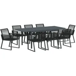 vidaXL Garten Esszimmer Set 9 pcs Schwarz Groß