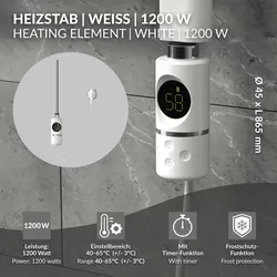 LuxeBath Elektro Heizstab Heizelement Heizpatrone Heizlanze mit Temperaturregelung 1200 W
