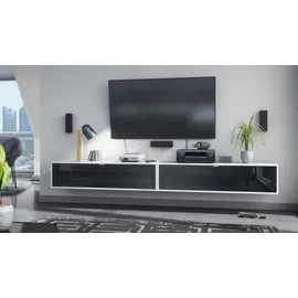 Vladon Lana Lowboard 120 x 29 x 37 cm Weiß matt/Schwarz Hochglanz MDF/Spanplatte