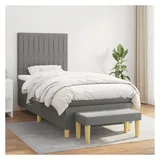 vidaXL Boxspringbett 100 x 200 cm Dunkelgrau