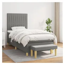 vidaXL Boxspringbett 100 x 200 cm Dunkelgrau