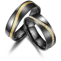 Partnerring MARRYA "BLACK TITANIUM by MARRYA" Gr. 52, schwarz (herren ring, schwarz, gold), Fingerringe, Damen, 52, Titan