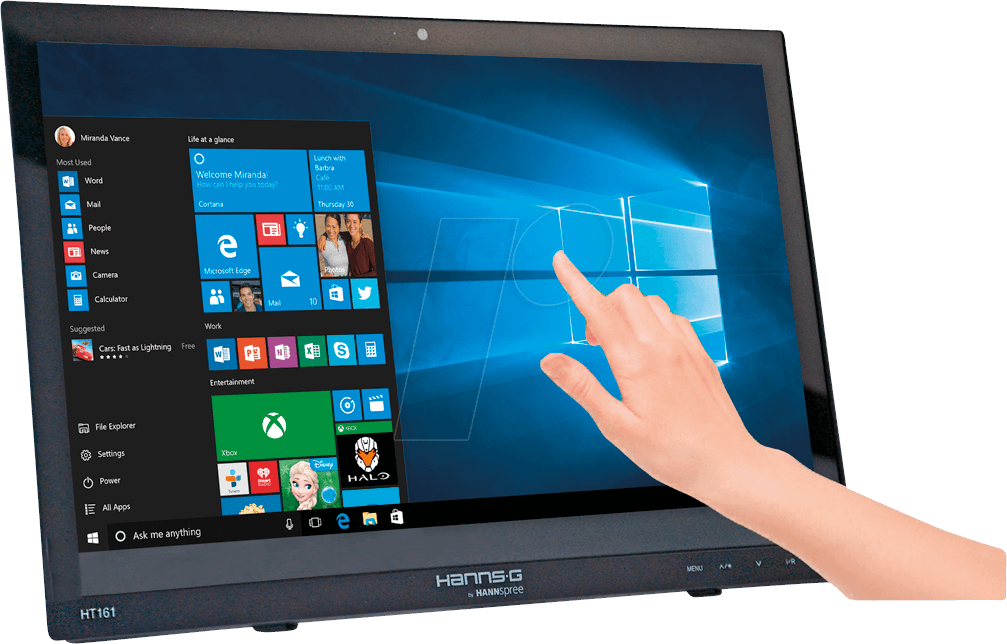 Produktbild HANNS-G HT161HNB - 39,6cm Touchmonitor, schwarz, Hartglas, EEK B