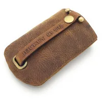 lemasi echt Leder Schlüsselglocke Schlüsseletui Schlüsseltasche mit einem ein- und ausschiebbaren Schlüsselring (cognac braun) - Einheitsgröße