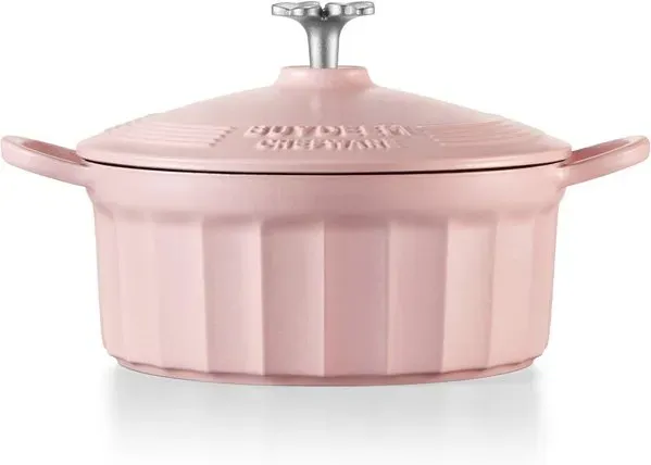 BUYDEEM Emaillierter Gusseisen-Dutch Oven, 2,9 l, 22 cm, Pink