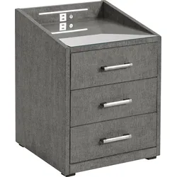 Nachtkonsole ED EXCITING DESIGN "Moon", braun (braun, uran 09 stone), B:47cm H:61cm T:46cm, Sideboards, mit LED-Beleuchtung und USB-Anschluss & USB-C-Anschluss