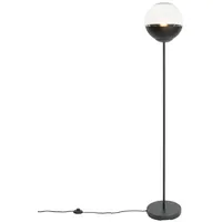 QAZQA - Retro-Stehleuchte schwarz mit klarem Glas - Eclipse