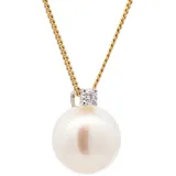 HOPLO Kreuzanhänger Gold Anhänger Brillant und Perle mit Goldkette 585-14 Karat Gold 60 cm, Made in Germany 60 cm Unisex