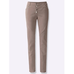 Bequeme Jeans INSPIRATIONEN, Damen, Gr. 50, Normalgrößen, grau (taupe), 96% Baumwolle, 4% Elasthan, unifarben, lang, Jeans