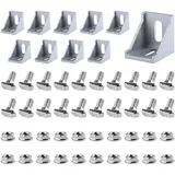 10stk Aluprofil Winkel Befestigungsmaterial, Aluprofil 40x40 Winkel, Eckverbinder Wandhalter 90 Grad Winkelverbinder für Strebenprofil, 3D-Drucker, CNC-Router, DIY-Projekte