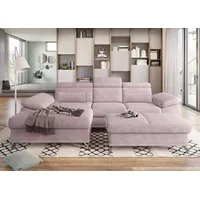 sit&more Ecksofa Cabrio L-Form, B: 295 cm, mit Sitztiefen-, Arm- & Kopfteilverstellung, 2 Nierenkissen, Federkern, optional Bettfunktion und Stauraum rosa