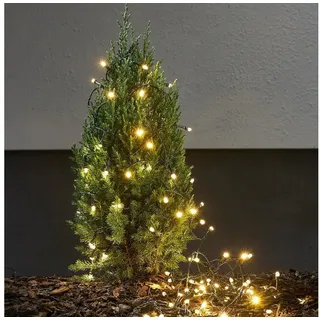 MARELIDA LED Lichterkette - 50 warmweiße LED - L: 4,9m - Timer - grünes Kabel - für Außen