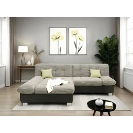 DOMO collection Ecksofa DOMO COLLECTION "100031 234x157 cm, kompakt, komfortabel & bequem, L-Form", weiß (weiß, grau), B:234cm H:80cm T:157cm, 90% Polyester, 10% Acryl, Sofas, Ecksofa, whlw. mit Bettfunktion und Armteilverstellung