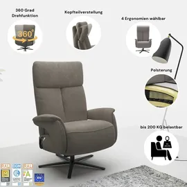 sit&more TV-Sessel Triple Seven Kunstleder 86 x 115 x 86 cm Gelb mit Kopfteil- & Drehfunktion