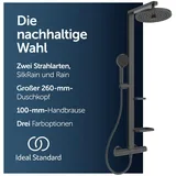 Ideal Standard Alu+ Duschsystem Thermostat mit Regen- & Handbrause Schwarz Matt