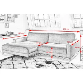 KAWOLA Ecksofa Cara Cord Recamiere links steingrau