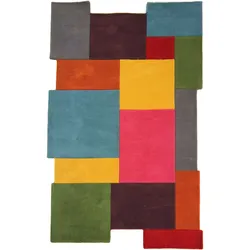 Kadima Design Handgetufteter Wollteppich `Thames Eva` - Geometrisch & Modern. Farbe: Multi, 120x180 cm