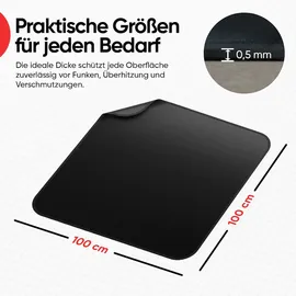 evocamp Brandschutzmatte, 100x100 cm, 3-lagige Struktur mit Silikonbeschichtung, pflegeleicht, feuerfeste Unterlage für Küche,