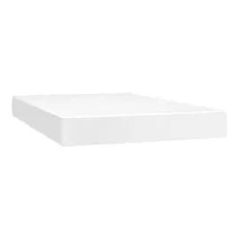vidaXL Boxspringbett mit Matratze & LED Weiß 120x200 cm Kunstleder