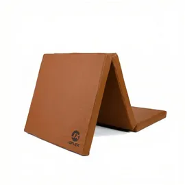 JEFlex - braune klappbare Weichbodenmatte & Turnmatte 180 x 60 x 6 cm MADE IN GERMANY/faltbare Gymnastikmatte/platzsparende Fitnessmatte & faltbare Yogamatte/dicke Sportmatte für Kinderzimmer
