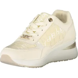Laura Biagiotti Eleganter Damensneaker Plateau Gold/Weiß 39