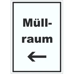 HB-Druck Müllraum Aufkleber mit Text Richtungspfeil links Abfall Mülltrennung hochkant A9 (37x52mm)