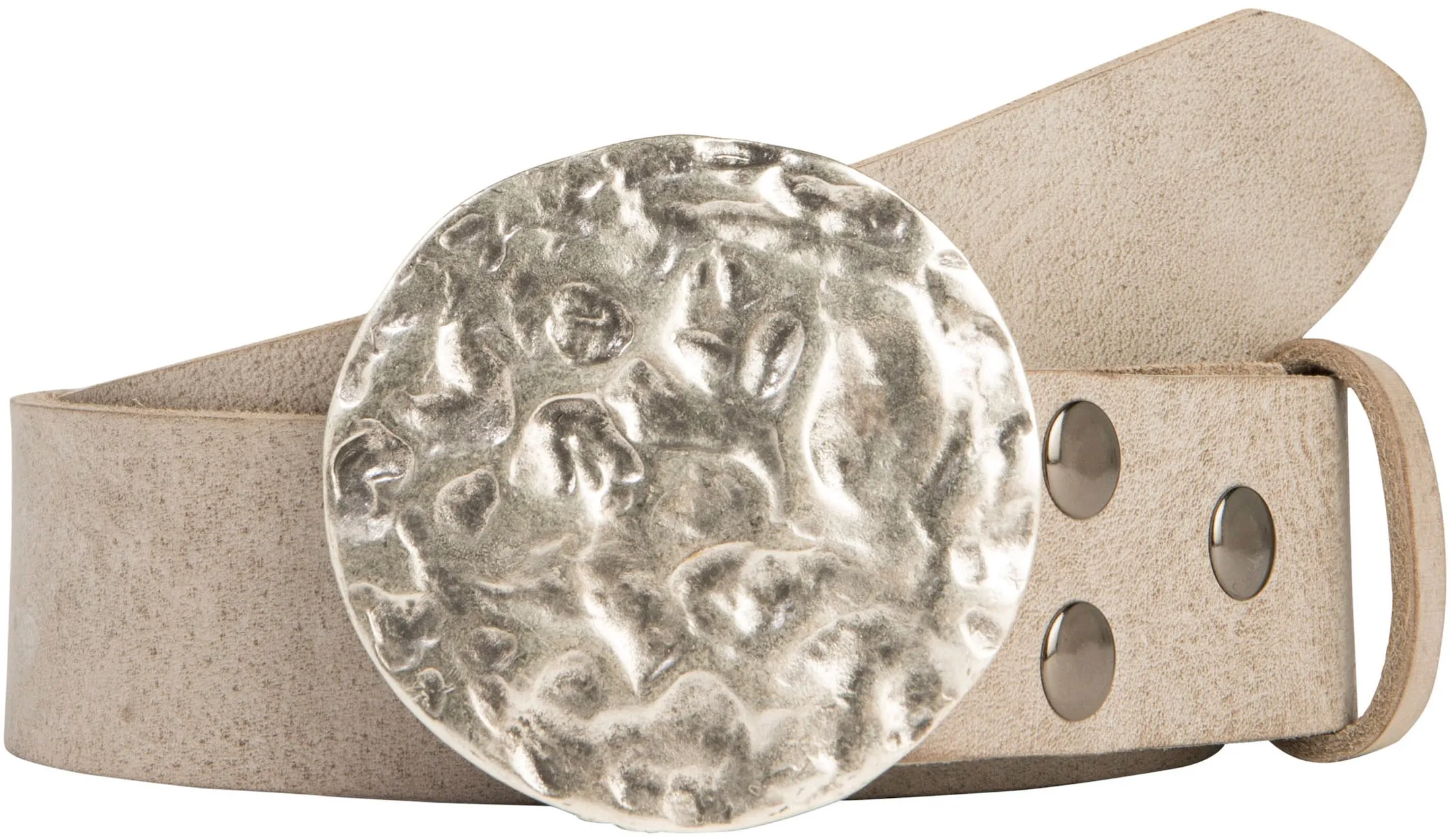 Ledergürtel, mit austauschbarer Schließe »Vollmond Silber«, Gr. 105, hellgrau, , 30111325-105