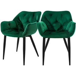 ML-Design Esszimmerstuhl 2er Set Dunkelgrün Samtbezug mit Metallbeinen inkl. Montagematerial