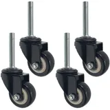 LDTTYRC Lenkrollen, bewegliche Rollen mit Gewindestange, 1,5 Zoll, 38 mm, Polyurethan-Rollen, Werkbankwagen, Regal, Möbelrollen, Tragkraft 100 kg, mit Mutter, 4 Stück, Schwarz