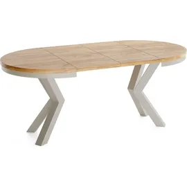WFL GROUP Runder Ausziehbarer Esstisch 120 x 76 cm Craft Eiche braun