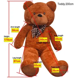 vidaXL Teddybär Kuscheltier Plüsch Braun 170 cm