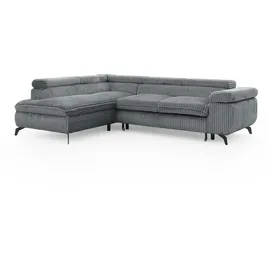 S-Style Eckcouch Cord 2-Sitzer Grau