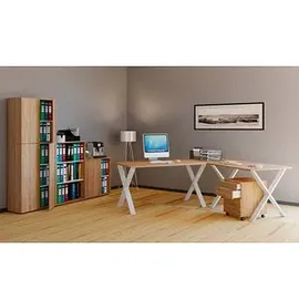 VCM my office Schiebetürenschrank XXL Lona 914375 eiche 3 Fachböden 70,0 x 37,0 x 183,0 cm