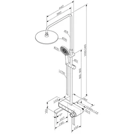 AM.PM Duschsystem Regendusche mit Thermostat 38°C Edelstahl Duscharmatur Set, Duschsäule Regendusche, inkl. verstellbar Duschstange Handbrause F07XB300
