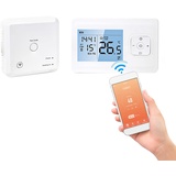 TOMTOP JMS Wi-Fi-Smart-Thermostat, kabellos, programmierbarer Thermostat mit RF-Empfänger, Tisch-Wandmontage weiß