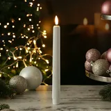 MARELIDA LED Stabkerzen gerillte Tafelkerze Dinner Spitzkerze Kunststoff gerillt 25cm weiß 4Stück