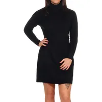 Only Damen Strickkleid Loose Fit Longsleeve Knit Kleid mit Langen Ärmeln ONLJANA Rollkragen Dress Pullover, Farben:Schwarz, Größe:S