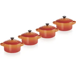 Le Creuset Mini-Cocotte 4er Set Ofenrot