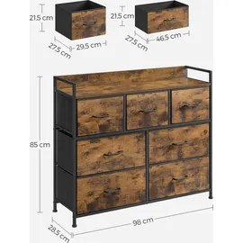 Songmics Kommode 98 x 85 x 28,5 cm Braun/Schwarz
