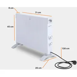 Bestlivings Elektroheizung 2500 Watt [2 X ENERGIEEFFIZIENTER] Konvektor - Heizung elektrisch mit verstellbarem Thermostat - Radiator Effizient, leise und mobil