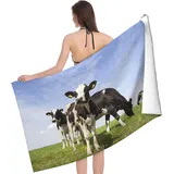 KATATI Die Kuh Strandtuch Groß 150x200 cm, Weich Schnell Trocknen Microfaser Handtücher, 3D Strandhandtuch Die Kuh Badetuch Strandlaken Handtuch, Herren Frauen Badetücher