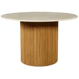 MAGNA Atelier Esstisch VICTORIA aus ECHTEM MARMOR (Gestell aus Eichenholz), Küchentisch, Dining Table, Oakwood, Unikat, 120x76cm - Ø140x76cm beige 120 cm x 76 cm