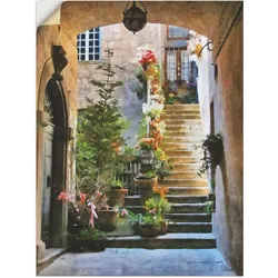 Artland Wandbild »Treppe mit Blumen«, Elemente der Architektur, (1 St.), als Leinwandbild, Wandaufkleber in verschied. Größen Artland Farbe Bild(er): bunt