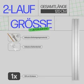 BestLivings Gardinenschiene Weiß, Kunststoff, 10x1.8x120 cm, Innenlaufschiene 2 Läufig