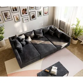 DeLife Wohnlandschaft Clovis Anthrazit Antik Optik modular Hocker, - Grau, Schwarz