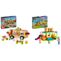 LEGO Friends Hotdog-Truck, Mobiles Restaurant-Spielzeug & Friends Abenteuer auf dem Katzenspielplatz, Set mit Spielzeug-Tieren und Figuren