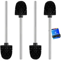 IBERGRIF 4 Stück Klobürste Schwarz, WC Bürsten mit 8 cm Durchmesser, Abnehmbare Bürstenköpfe, Toilettenbürste mit Edelstahlstiel, M34155