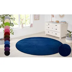Teppich »Shashi«, rund, 8,5 mm Höhe, Kurzflor, Unifarben, Teppich, Weich, Esszimmer, Kinderzimmer, Flur, 83074026-10 dunkelblau 8,5 mm